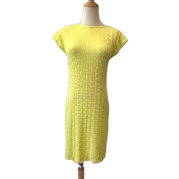 Find Me Now Second Skin Ross Yellow Bodycon Mini Dress Backless Textured NEW Med - Picture 1 of 7